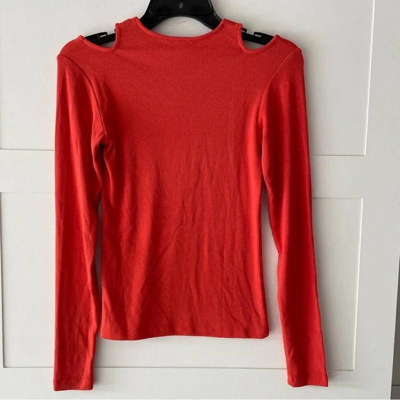 New! Reiss laurel cutout shoulder knit long sleeve top orange nwt 30036 - Picture 3 of 12